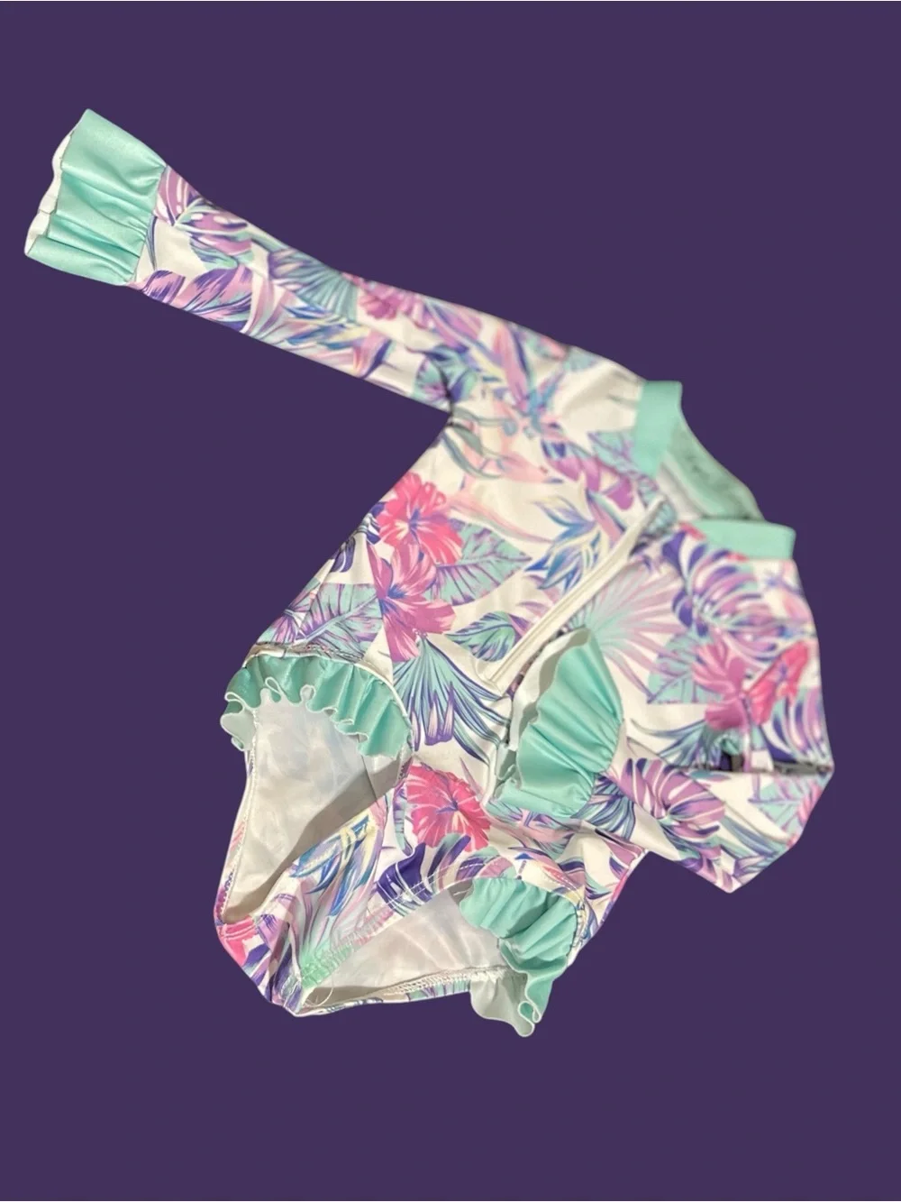 Kryssi Kouture Tropical Ruffle Rash Guard Swimsuit 12-24M